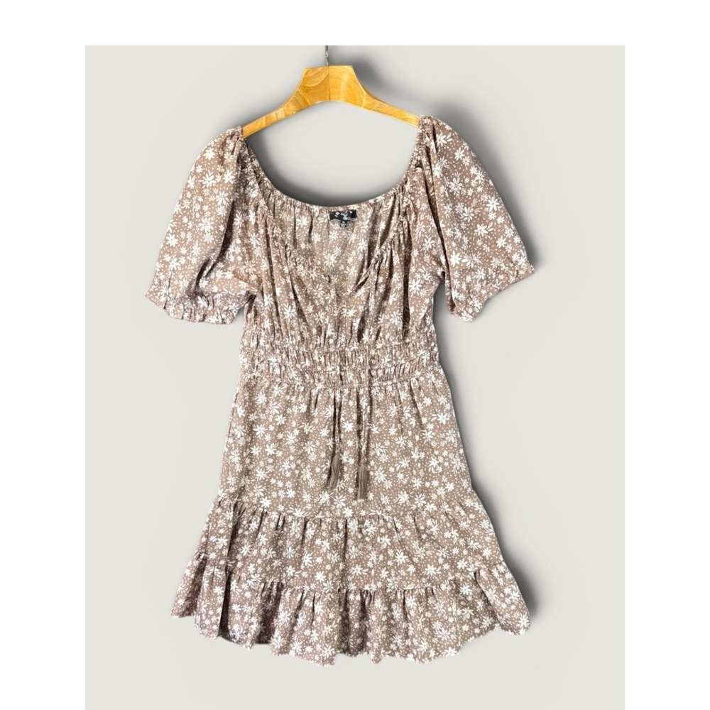 Salt & Sugar Mini Dress Size XL Floral Smocked Ruffle Tassel Wedding Night Out